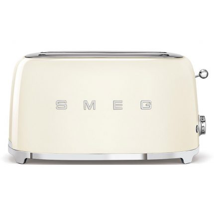 Tostadora Eléctrica SMEG TSF02CREU, 2 Ranuras Extraanchas para 4 Rebanadas, 1500 W, Control Regulable de Nivel de Tostado